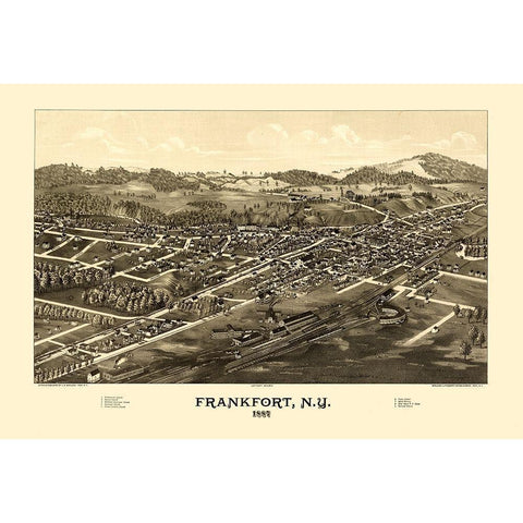 Frankfort New York - Burleigh 1887  Black Modern Wood Framed Art Print with Double Matting by Burleigh