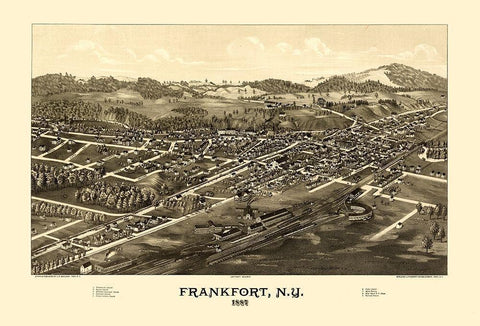 Frankfort New York - Burleigh 1887  Black Ornate Wood Framed Art Print with Double Matting by Burleigh