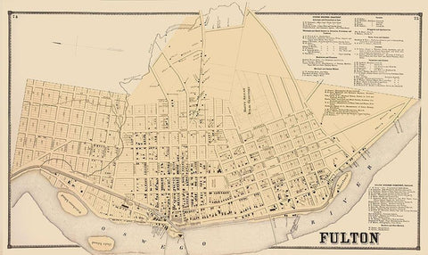 Fulton New York Landowner - Stone 1866 Black Ornate Wood Framed Art Print with Double Matting by Stone