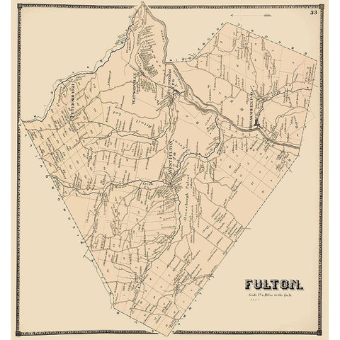 Fulton New York Landowner - Stone 1866 Black Modern Wood Framed Art Print with Double Matting by Stone