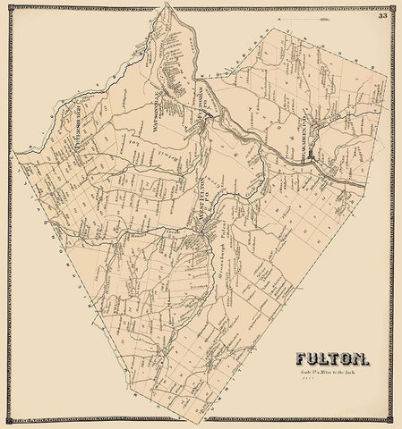 Fulton New York Landowner - Stone 1866 Black Ornate Wood Framed Art Print with Double Matting by Stone