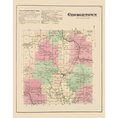 Georgetown New York Landowner - Whitman 1875 Black Modern Wood Framed Art Print with Double Matting by Whitman