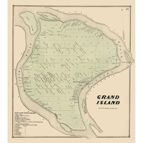 Grand Island New York Landowner - Stone 1866 Black Modern Wood Framed Art Print with Double Matting by Stone