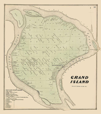 Grand Island New York Landowner - Stone 1866 White Modern Wood Framed Art Print with Double Matting by Stone