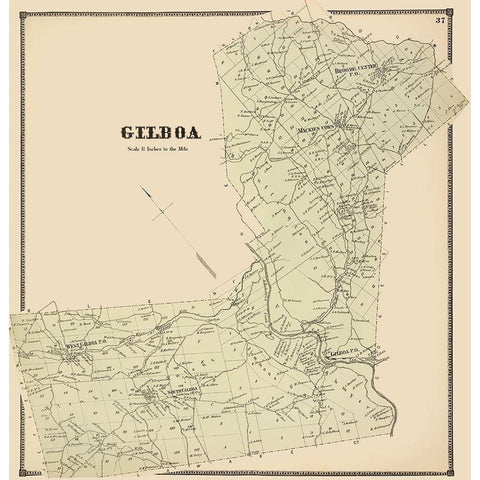 Gilboa New York Landowner - Stone 1866 Black Modern Wood Framed Art Print with Double Matting by Stone