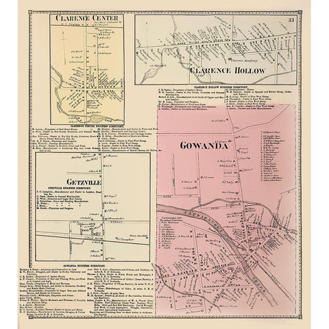 Gowanda New York Landowner - Stone 1866 White Modern Wood Framed Art Print by Stone