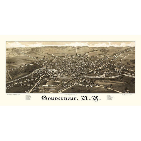 Gouverneur New York - Burleigh 1885  White Modern Wood Framed Art Print by Burleigh