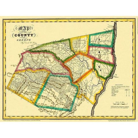 Greene New York Landowner - Burr 1829 White Modern Wood Framed Art Print by Burr