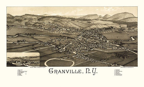 Granville New York - Burleigh 1886  White Modern Wood Framed Art Print with Double Matting by Burleigh