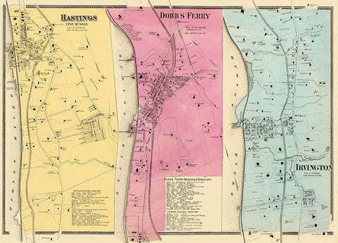 Hastings Dobbs Ferry Irvington New York Landowner Black Ornate Wood Framed Art Print with Double Matting by Beers