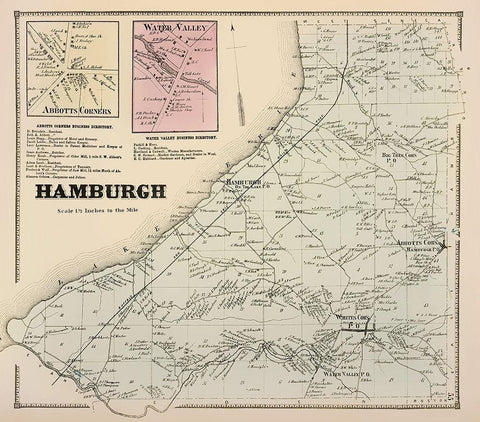 Hamburgh New York Landowner - Stone 1866 Black Ornate Wood Framed Art Print with Double Matting by Stone