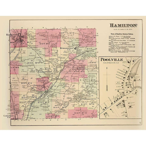 Hamilton New York Landowner - Whitman 1875 Black Modern Wood Framed Art Print by Whitman