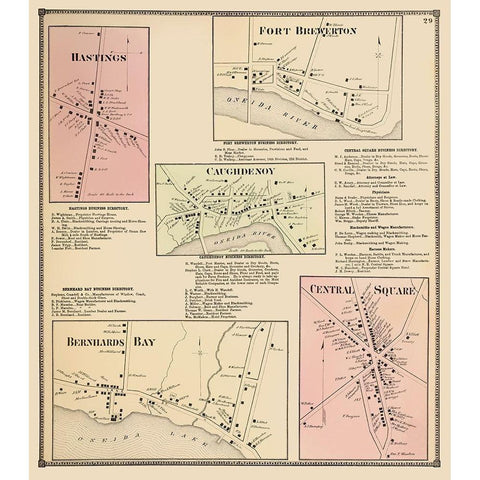 Hastings New York Landowner - Stone 1867 White Modern Wood Framed Art Print by Stone
