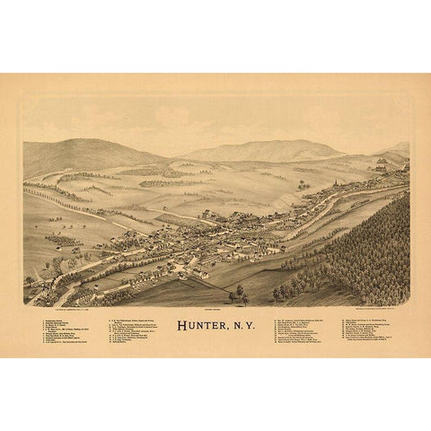 Hunter New York - Burleigh 1890  Gold Ornate Wood Framed Art Print with Double Matting by Burleigh