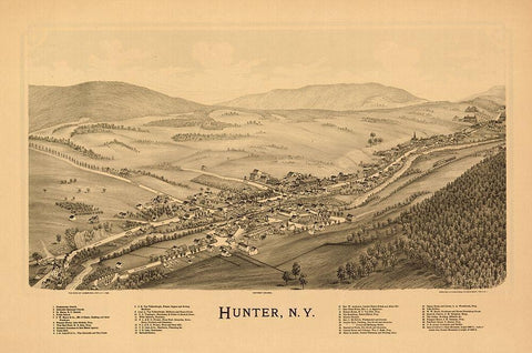 Hunter New York - Burleigh 1890  White Modern Wood Framed Art Print with Double Matting by Burleigh