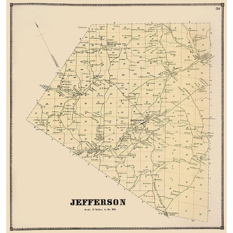Jefferson New York Landowner - Stone 1866 Black Modern Wood Framed Art Print with Double Matting by Stone
