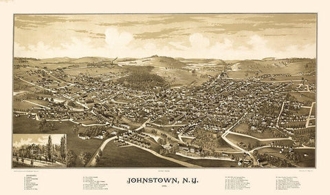 Johnstown New York - Burleigh 1888  White Modern Wood Framed Art Print with Double Matting by Burleigh