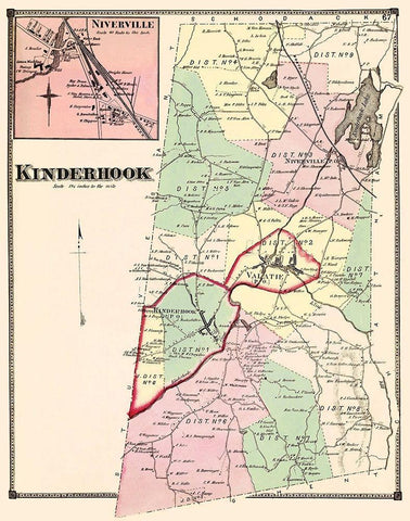 Kinderhook New York Landowner - Beers 1873 White Modern Wood Framed Art Print with Double Matting by Beers