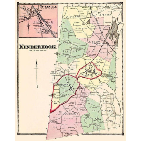 Kinderhook New York Landowner - Beers 1873 White Modern Wood Framed Art Print by Beers