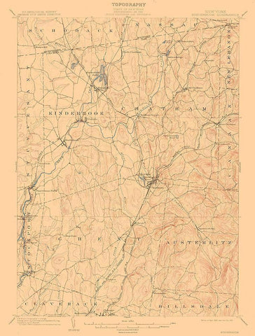 Kinderhook New York Quad - USGS 1903 Black Ornate Wood Framed Art Print with Double Matting by USGS