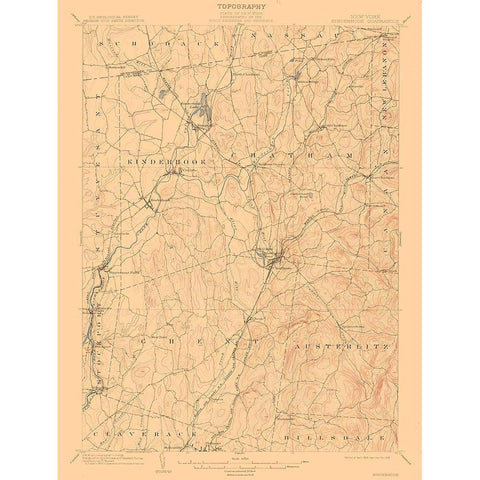 Kinderhook New York Quad - USGS 1903 White Modern Wood Framed Art Print by USGS