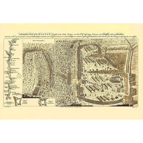Lake George Battle Gold Ornate Wood Framed Art Print with Double Matting by JEFFERYS