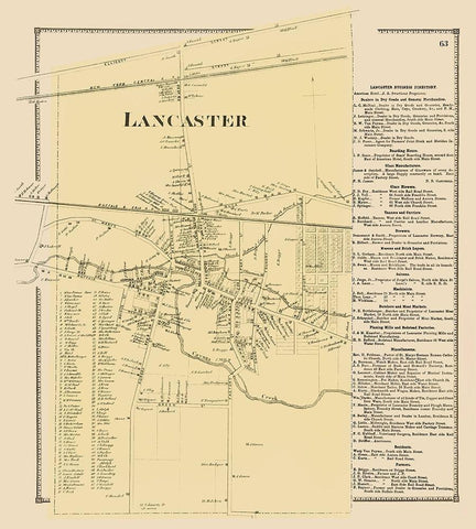 Lancaster New York Landowner - Stone 1869 Black Ornate Wood Framed Art Print with Double Matting by Stone