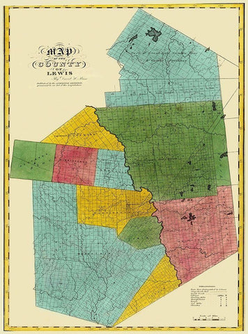 Lewis New York Landowner - Burr 1829 Black Ornate Wood Framed Art Print with Double Matting by Burr