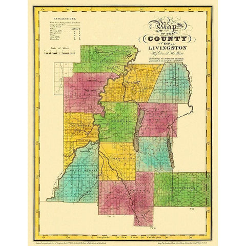 Livingston New York Landowner - Burr 1829 Gold Ornate Wood Framed Art Print with Double Matting by Burr