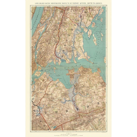 Long Island Sound Queens Mt Vernon New York Gold Ornate Wood Framed Art Print with Double Matting by Bien