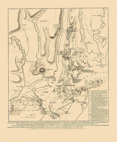 Battle of Long Island - Faden 1776 White Modern Wood Framed Art Print with Double Matting by Faden