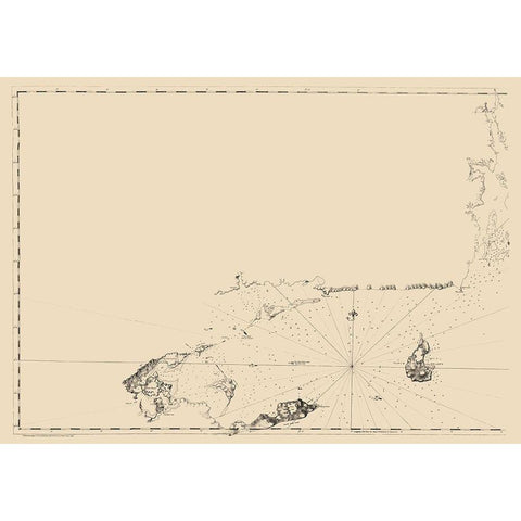 Long Island Sound Entrance - Des Barres 1779 Black Modern Wood Framed Art Print with Double Matting by Des Barres