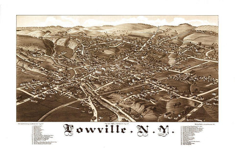 Lowville New York - Burleigh 1885  White Modern Wood Framed Art Print with Double Matting by Burleigh