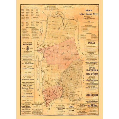 Long Island New York - Whitney 1876  Black Modern Wood Framed Art Print with Double Matting by Whitney