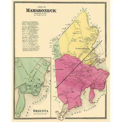 Mamaroneck, Orienta New York Landowner - Beers Gold Ornate Wood Framed Art Print with Double Matting by Beers