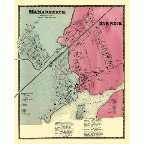 Mamaroneck, Rye Neck New York Landowner White Modern Wood Framed Art Print by Beers