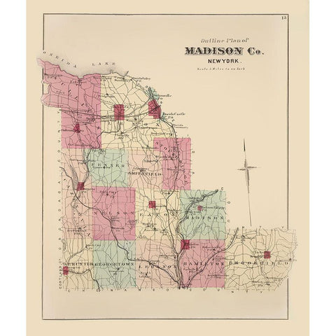Madison New York - Whitman 1875 Black Modern Wood Framed Art Print by Whitman