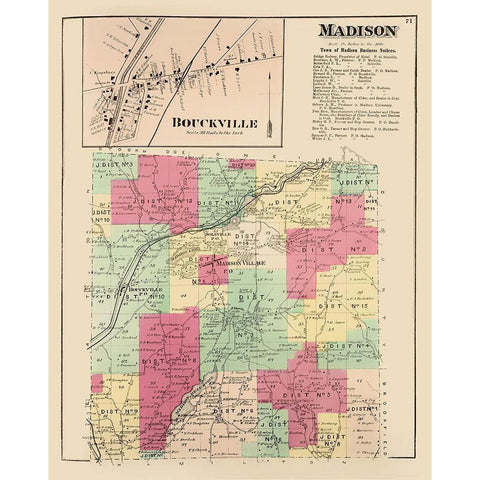 Madison New York Landowner - Whitman 1875 White Modern Wood Framed Art Print by Whitman