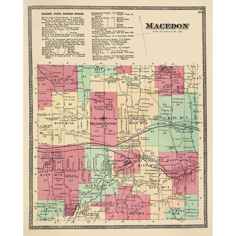 Macedon New York Landowner - Beers 1874 Black Modern Wood Framed Art Print with Double Matting by Beers