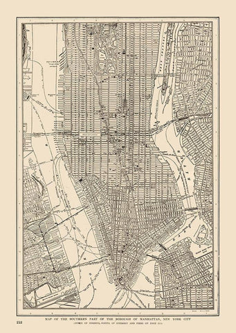 Lower Manhattan - Reynold 1921 Black Ornate Wood Framed Art Print with Double Matting by Reynold