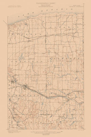Macedon New York Quad - USGS 1900 Black Ornate Wood Framed Art Print with Double Matting by USGS