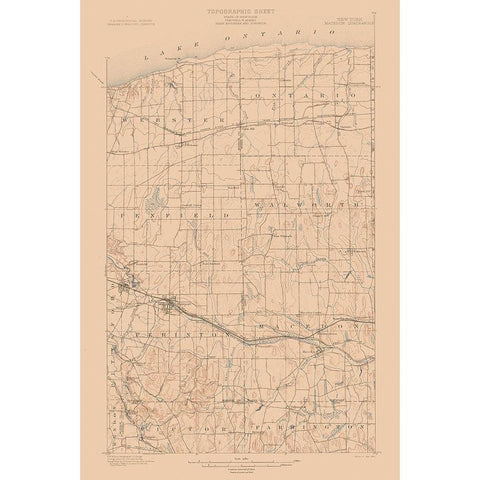 Macedon New York Quad - USGS 1900 Black Modern Wood Framed Art Print by USGS