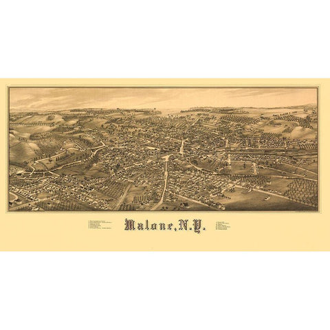 Malone New York - Burleigh 1886  Black Modern Wood Framed Art Print with Double Matting by Burleigh