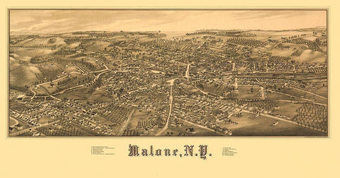 Malone New York - Burleigh 1886  White Modern Wood Framed Art Print with Double Matting by Burleigh