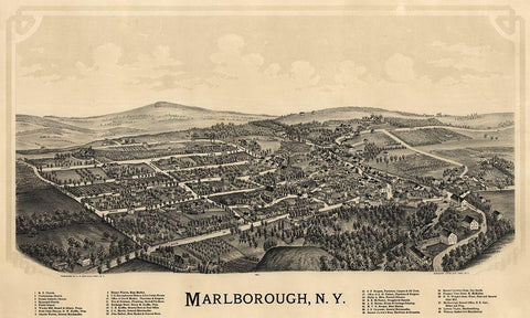 Marlborough New York - Burleigh 1891  Black Ornate Wood Framed Art Print with Double Matting by Burleigh