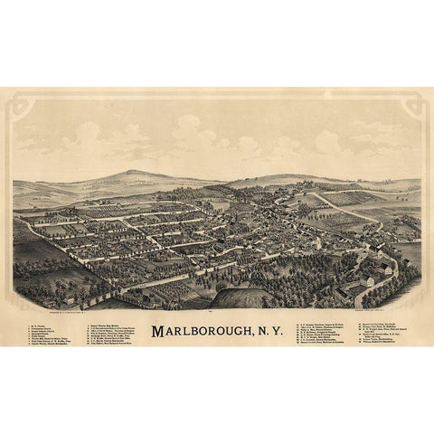 Marlborough New York - Burleigh 1891  White Modern Wood Framed Art Print by Burleigh