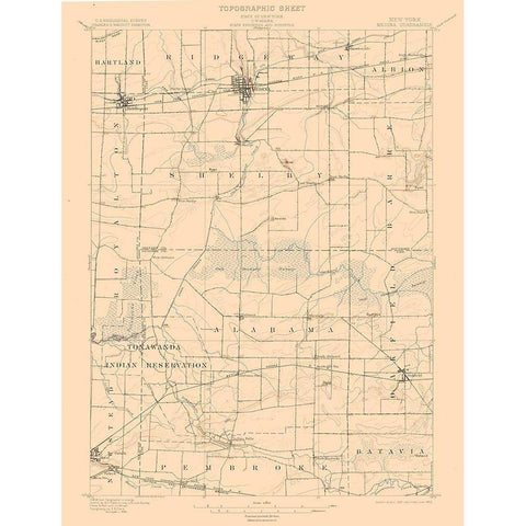 Medina New York Quad - USGS 1897 Black Modern Wood Framed Art Print by USGS