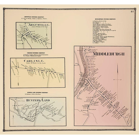 Middleburgh New York Landowner - Beers 1866 White Modern Wood Framed Art Print by Beers