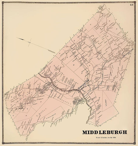 Middleburgh New York Landowner - Stone 1866 Black Ornate Wood Framed Art Print with Double Matting by Stone
