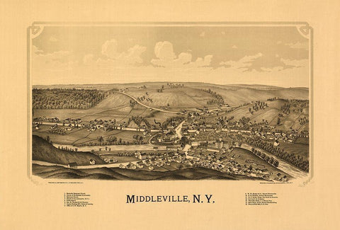 Middleville New York - Burleigh 1890  White Modern Wood Framed Art Print with Double Matting by Burleigh